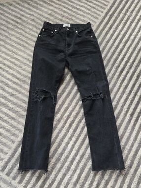 Agolde Cherie Black Straight-Leg Distressed Jeans